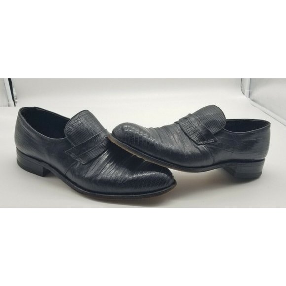 Vintage FootJoy Classics 73734 Lizard Exotic Black Golf Loafers Men\'s Size 10C